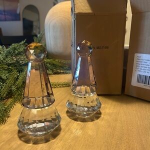 Anthropologie Crystal Glass Cone/tree Figurines (2)
